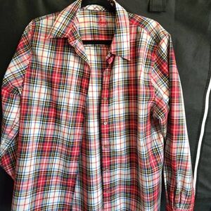 Women's Plaid Button-Up Light Wrinkle-Free Cotton/Polyester Shirt - Red/Yellow